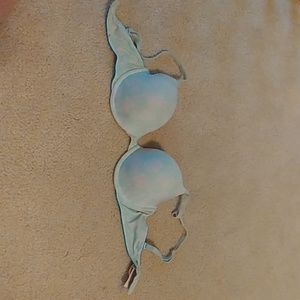 VS PINK sky blue bra w white roses 32D